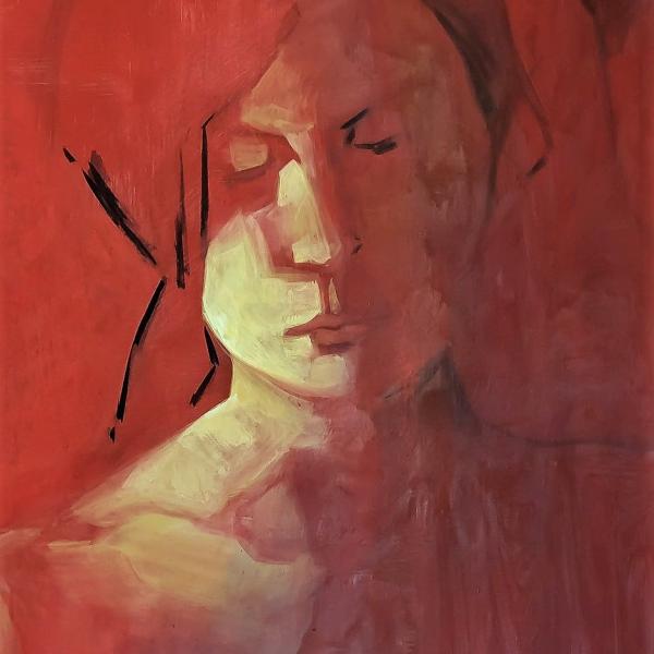 Καγκαράς Βασίλειος, Δυσπιστία, 2017, ακρυλικό, 0,50Χ0,75μ